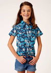 Girls' Roper short sleeve shirt with all-over beach horseshoes print, featuring a casual, summery design and vibrant colors.
