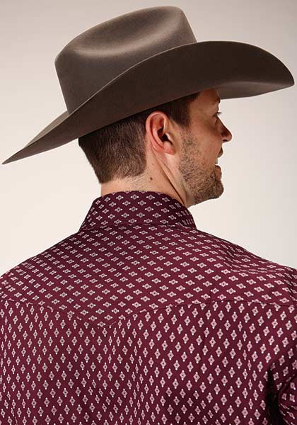 Roper Men's Long Sleeve Amarillo All Over Print - Broken horn