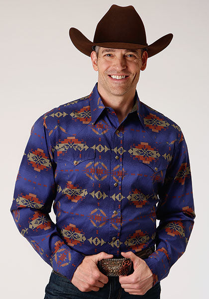 Roper Men's Night Aztec Print - Broken horn