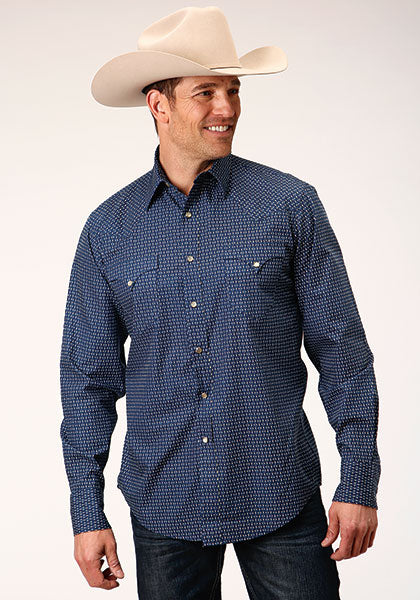 Roper Men's North South Arrows - Blue - Broken horn