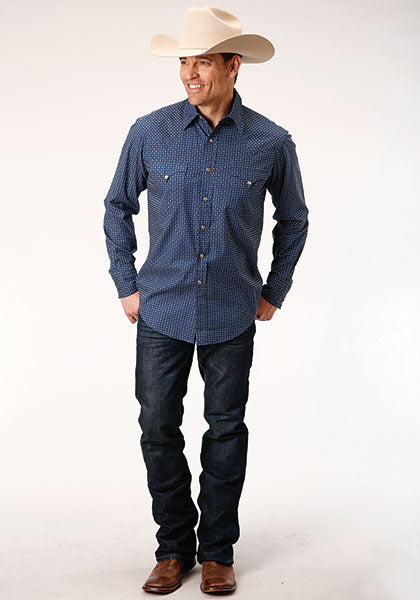 Roper Men's North South Arrows - Blue - Broken horn