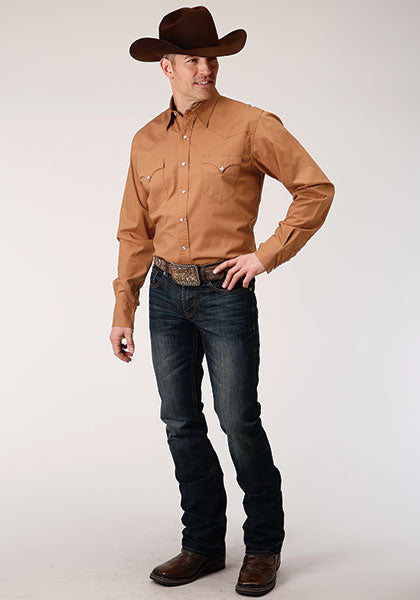 Roper Men's Performance Solid Caramel - Broken horn