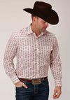 Roper Men's Shirt Snap Print - Wine & Cream Wallpaper Print Wine - Broken horn