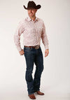 Roper Men's Shirt Snap Print - Wine & Cream Wallpaper Print Wine - Broken horn
