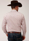 Roper Men's Shirt Snap Print - Wine & Cream Wallpaper Print Wine - Broken horn