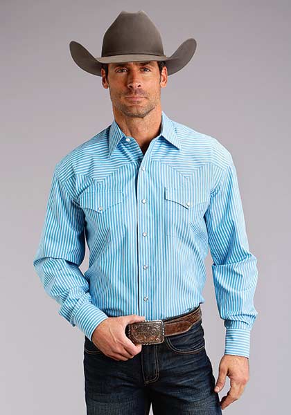 Roper Candy Stripe Long Sleeve Shirt with two chest pockets, featuring a classic design and button-up front.