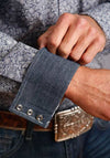 Stetson Mens Snap 2 Pocket Vintage Vine Blue - Broken horn