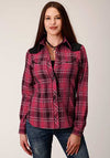 Roper Womens Snap Shirt Bright Red Plaid Shirt - Broken horn