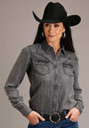 Stetson Boyfriend Fit Button Denim Black - Broken horn