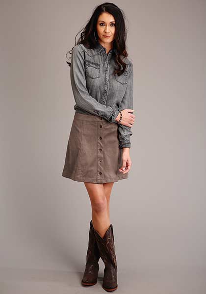 Stetson Boyfriend Fit Button Denim Black - Broken horn