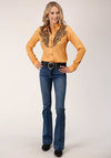 Roper Women's Long Sleeve Shirt - Yellow - Broken horn
