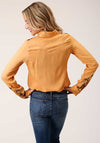 Roper Women's Long Sleeve Shirt - Yellow - Broken horn