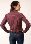Roper Womens Amarillo Snap All Ove Print Point Diamond Wine - Broken horn
