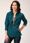 Roper Womens Shirt All Over Diamond Print Green - Broken horn