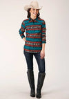 Roper Womens Shirt Horizontal Print Ombre Aztec Rust - Broken horn