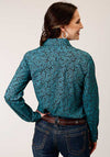 Roper Womens Shirt Snap Amarillo Snap All Over Agave Paisley Turquoise - Broken horn