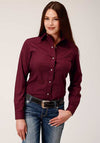Roper Womens Snap Embroidery Broadcloth Wine - Broken horn