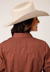 Roper Womens Snap Shirt All Over Print Arrow Geo Brown - Broken horn