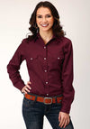 Roper Womens Snap Solid Wine - Broken horn