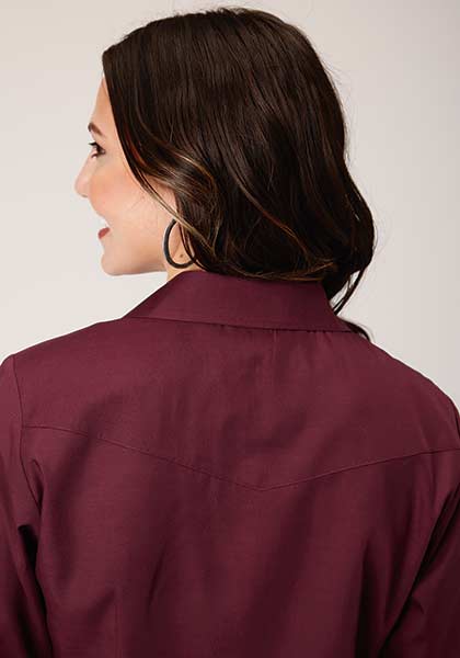 Roper Womens Snap Solid Wine - Broken horn