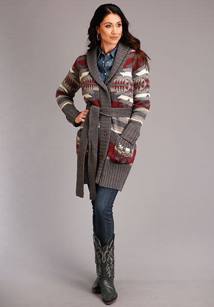 Stetson Womens Acrylic & Wool Aztec Sweater - Multi - Broken horn