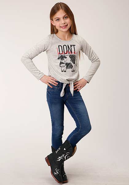 Roper Girls Knit Scoop Neck Tee Shirt Tee - Broken horn