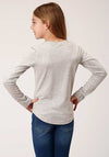 Roper Girls Knit Tee Shirt Grey - Broken horn