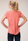 Roper Womens Pink Jersey Knit Tee - Pink - Broken horn