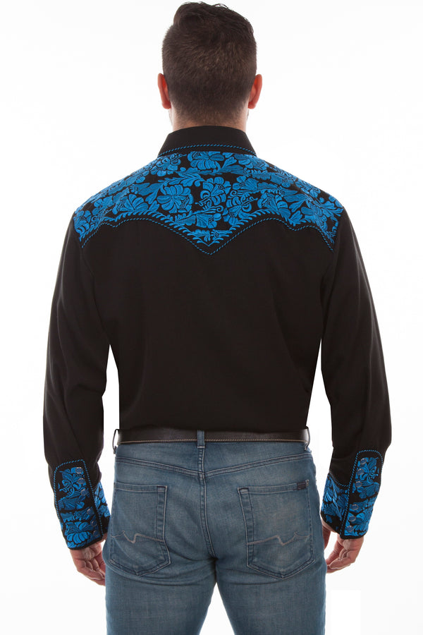 Scully Floral Tooled Embroidery Shirt - Broken horn