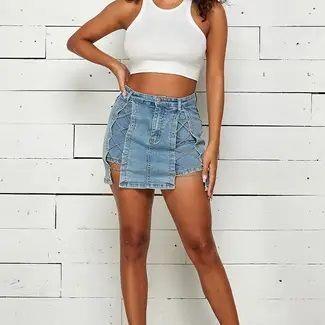 Chain Lace-up Skirt with Shorts - Broken horn