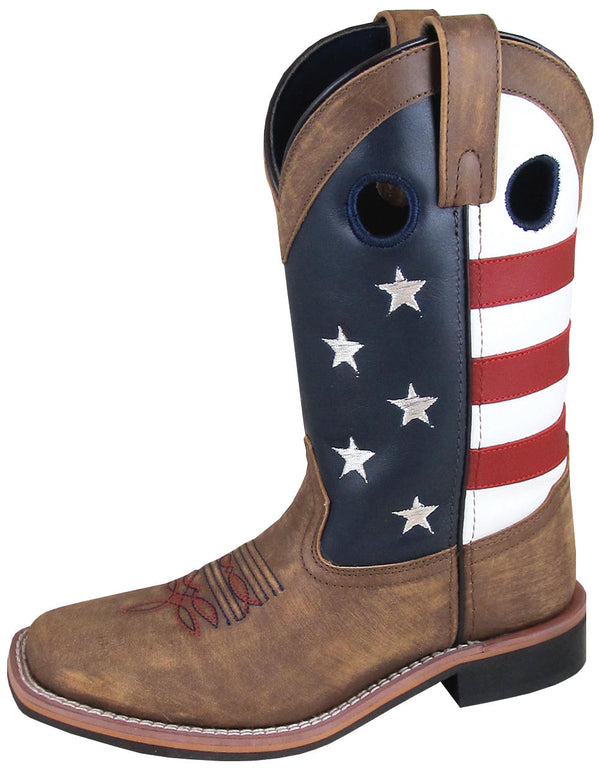 Smoky Mountain Women's Stars and Stripes cowboy boots with patriotic star and stripe design, leather construction and western style.