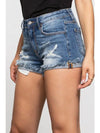 Distressed cuff shorts- Dark Denim - Broken horn