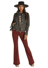 Rock & Roll Jacket with Studded Black Leather Fringe - Broken horn