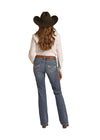 Rock & Roll Cowhide Applique Riding Jean - Medium Vintage - Broken horn
