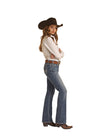 Rock & Roll Cowhide Applique Riding Jean - Medium Vintage - Broken horn