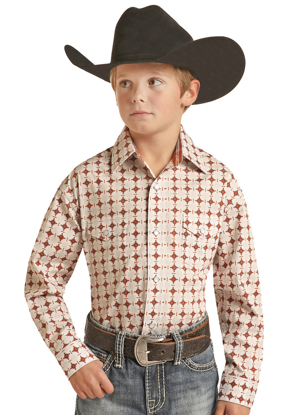 Panhandle Boys Brushed Cotton Print - Rust - Broken horn
