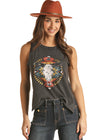 Rock & Roll Graphic Tee Bull Skull - Broken horn